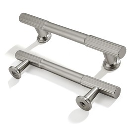 ZAUYX 2Pack 4Inch Hole Center Brushed Satin Nickel Cabinet Pulls Solid Heavy Duty Cabinet Pull is Suitable for Drawers Dressers Handles Kitchens Bathroom cabinets