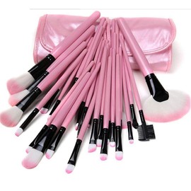 URBANMAC Makeup Brush Set With Travel Case- Pink, Set Of 24
