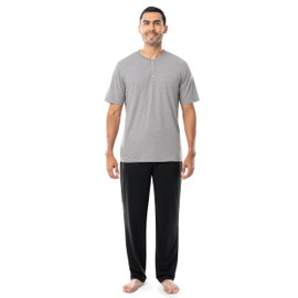 Fruit of the Loom Men's 2-Piece Jersey Knit Pajama Set, Grey Heather, 3X-Large Big