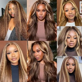 Jucames Yaki Straight Bundles Human Hair P4/30 Highlight Brown Color Double Weft Weave 3 Bundles Total 150g Unprocessed Human Hair Extension 18 20 22 Inch