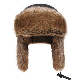 TINAYAUE XL Waterproof Mens Winter Hat Faux Fur Russian Ushanka Trapper Hat for Men Cozy Plush Hat with Ear Flaps Black Warm Hunters Hat Windproof Skiing Cycling Hat Dad Outdoor Work Cap