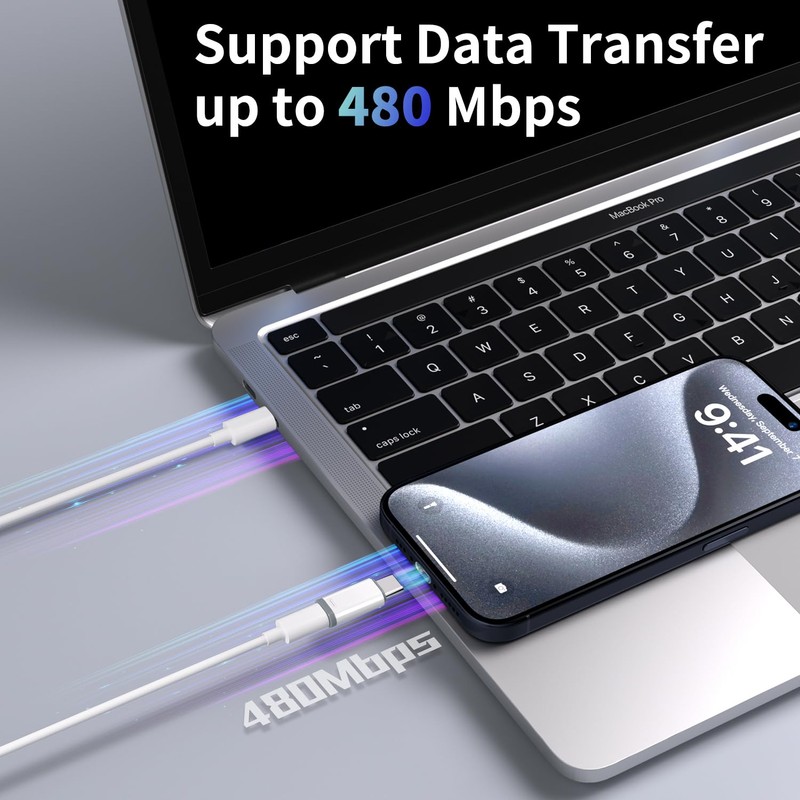 INF Lightning Adapter (Female) to USB-C (Male), Compatible with USB-A
