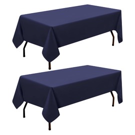 smiry Table Cloth Rectangular 140 x 240 cm Pack of 2 - Washable Fabric Dining Tablecloth, Dust-Proof Polyester Table Cover for Party Garden Kitchen Outdoor, Dark Blue
