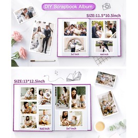 Popotop Photo Album Self Adhesive Scrapbook Album for 4x6 5x7 8x10 Pictures DIY Photo Book,Birthday Gifts for Women Mom,Wedding Baby Family Travel