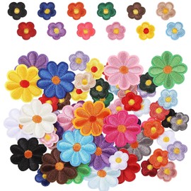 50 Pcs Iron On Patches,28 Daisy Flower Sew On Patches, 22 Sunflower Embroidered Applique Patches,Embroidery Patches Badge Stickers for DIY Clothes, Hats, Jeans, Shoes, Bags