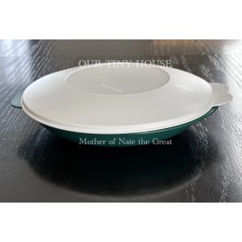 Tupperware Reheatables Divided Plate w/ Seal Microwave Safe Dish Green Vintage