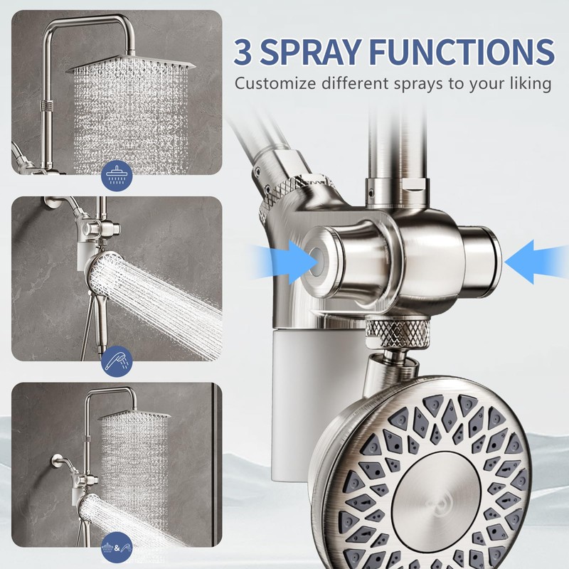SINGSUO Filtered Rain Shower Head with Handheld Spray Combo, High
