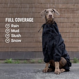 Canada Pooch Dog Slush Suit Dog Bodysuit for Rain and Snow Full Body Dog Suit Water-Resistant Dog Onesie (Black, 12 (11-13" Back Length))