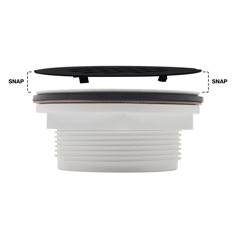 Westbrass D206P-26 2" No-Caulk PVC Compression Shower Drain with 4-1/4"