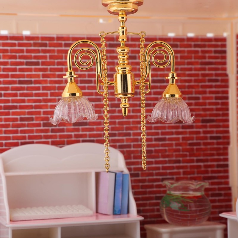 Toyvian Mini Chandelier for Dollhouse: 1/12 Scale Dollhouse Ceiling Light