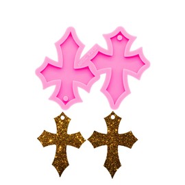 Shiny Glossy Cross Shape Earrings Mold Resin Silicone Keychain Mold for DIY Epoxy Resin Handmade Jewellery Making Craft, Size S
