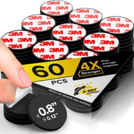 Magnetic Dots - Self Adhesive Magnet Dots (0.8'' x 0.12'', 60) - Classroom Must Have Peel & Stick Magnetic Circles - Flexible Sticky Magnets - Sheets is Alternative, Stickers, Strip, Magnetic Tape