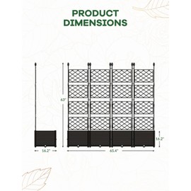 Garvee 4 PCS Plastic Plant with Trellis, Raised Garden Bed with Trellis Planter for Climbing Plant Outdoor Raised Box Privacy Screen for Patio Balcony,Planter for Backyard Patio