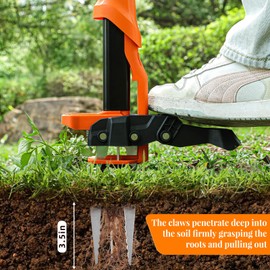 WATFIGBY Weed Puller Tool, Stand Up Weed Puller Heavy Duty, Weeding Tool with 39" Ergonomic Long Handle and 4 Manganese Steel Claws, Easy Eject Mechanism, Weeding Without Bending, Pulling, or Kneeling