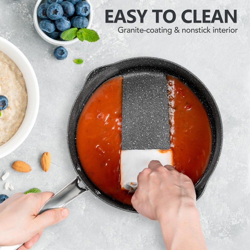 MICHELANGELO Hard Anodized Saucepan Set with Lids, Nonstick Saucepan with