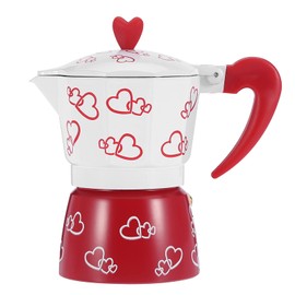 WOHPNLE Coffee Maker, Aluminum Espresso Coffee Maker Kettle Pot Coffee Red Heart Printed Coffee Stove Maker Percolator For Home Office(L)