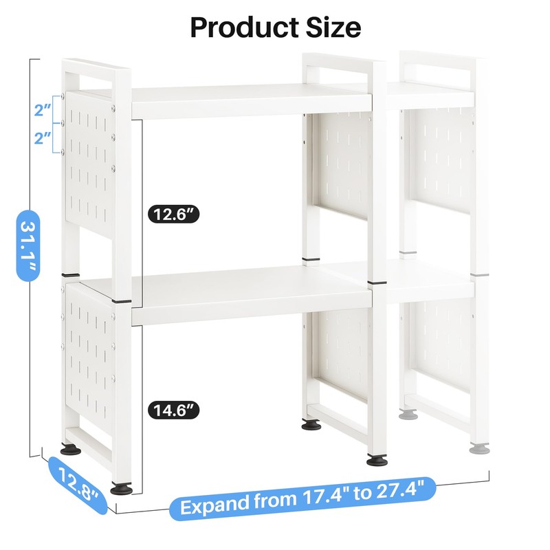 Expandable Microwave Stand, Heavy Duty 3-Tier Adjustable Microwave Oven Rack