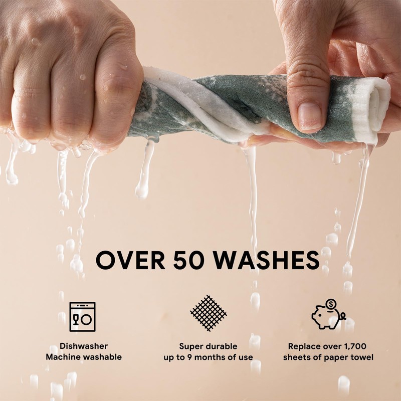 RECYCO Swedish Dishcloths for Kitchen | 5 Pack Gem Washable