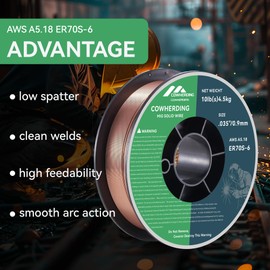 COWHERDING ER70S-6 .035" Solid MIG Welding Wire, 10-Pound (2 Pack) – Shielded Welding Wire for Mild Steel, Smooth Feeding, Low Spatter, High Strength