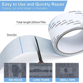 KDSOM Strong Adhesive Screen Repair Tape, Screen Repair Kit Window Repair Tape, Self-Adhesive Screen Window Repair Patch for Mesh Doors and Windows (5cm x 200cm)
