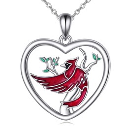 TIGER RIDER Cardinal Necklace Red Bird Sterling Silver Necklace for Women, Love Pendant Sterling Silver Necklace, Red Bird Silver Jewelry necklace gift for birthdays, anniversaries, for her