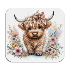 Veqzc Western Highland Cow Dish Drying Mat - Floral Dish Drying Mat,Bow Highland Cow Dish Drying Mat For Kitchen Counter,Coffee Bar Mat,Highland Cow Cowgirl Gifts,16x17.5 Inch