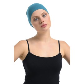 Bamboo and Cotton Cap for Chemo, Hair Loss, Sleep Cap (Teal)