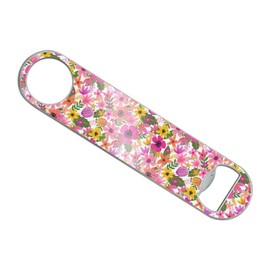 Vivid Flowers Stainless Steel Vinyl Covered Flat Bartender Speed Bar Bottle Opener