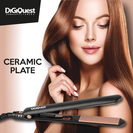 Ceramic Plate dünnes Glätteisen – Rotgold und Schwarz, ideal für Reisen – Ein-/Aus-Taste – Kabel 1,8 m Länge, Temperatur 200 ° – Griff verriegelbar