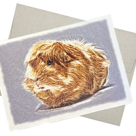 Guinea Pig Birthday Card (5X7 Inch and Blank Inside) Note Card for lovers of Guinea Pigs for Birthday or Thinking of You - 6
