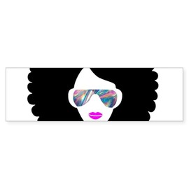 CafePress Hologram Afro Girl Bumper Sticker Sticker (Bumper 50 pk)
