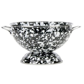Golden Rabbit Enamelware - 3qt Colander (Black Swirl)
