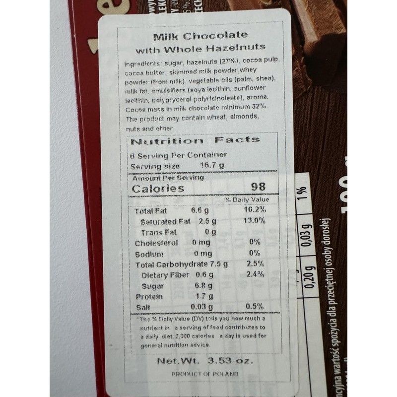 Alpen Gold Nussbeisser Milk Chocolate with Whole Hazelnuts 100g (Pack