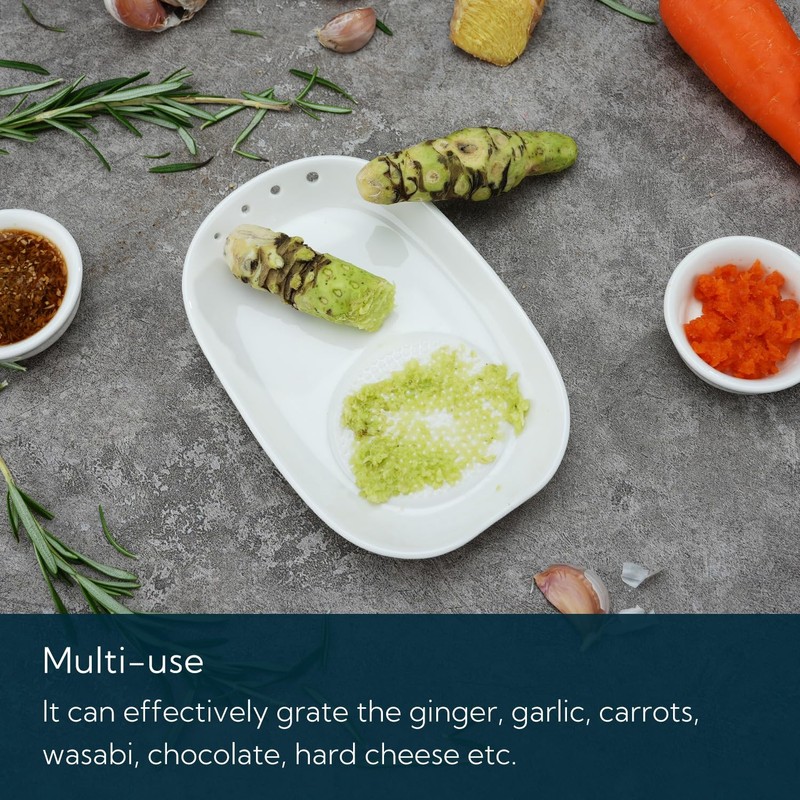 KITCHENDAO 3 in 1 Porcelain Ginger Grater Tool Spoon Rest