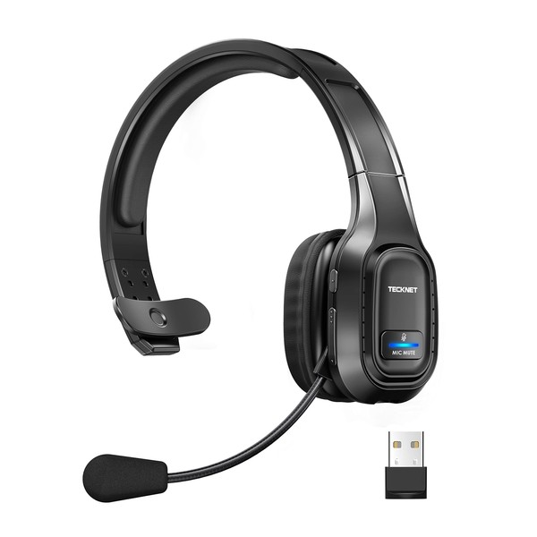 TECKNET TECKNET Trucker Bluetooth Headphones with Microphone Noise Canceling Wireless