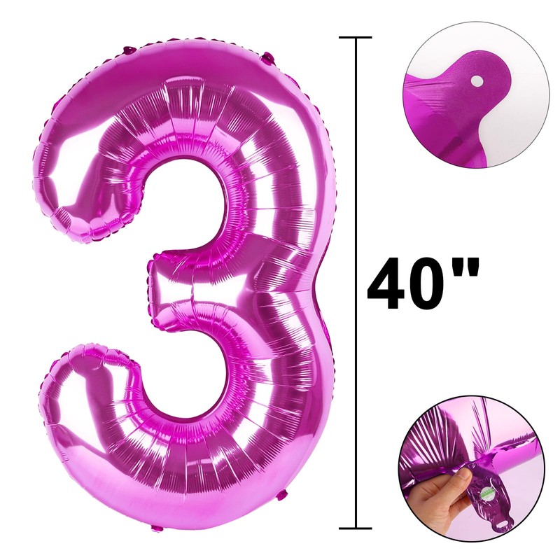 40 Inch Large 30 Balloon Numbers Rose Purple Big Foil