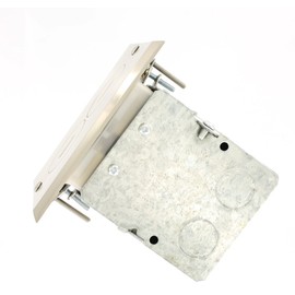 Leviton 25249-SBA 15Amp, 125 Volt, Floor Box Assembly, Includes Brass with Brushed Nickel Finish Floor Plate, Gasket, Screw Cap, O-ring, and Switch Box