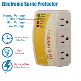 MX-Evo Surge Protector,120V 12A 1440W Voltage Protector with 3 Outlet Plug,for Home Appliance Multi Function Plug,Electronic Surge Protector for Refrigerator for TV/PC/Refrigerator 1 Pack