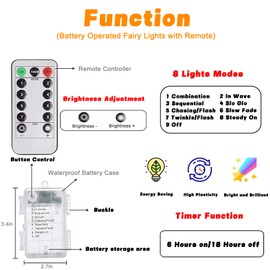 Easter Lights Battery Operated with Remote, 2 Pack Each 33Ft 100LED Easter String Lights Waterproof Battery Pastel Fairy Light with Timer, Twinkle Light for Bedroom Decorations (Multicolor)