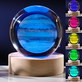3D Jupiter Planet Gifts - Solar System Crystals Ball 60mm - Glass Animals Figurine - Birthday Gift for Best Friend or Lovers - Paperweight