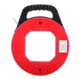 LuckyHigh 100FT (30M) Fish Tape Hand Wire Puller Spring-Steel 1/8"(3 mm) Width Fishtape Red Plastic Case (100FT)