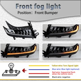 PGTOPONE Switchback White/Amber LED Front Bumper Fog Light Daytime Running Lamp Amber Sequential Turn Signal Light Feature Compatible with Toyota Camry 2025 SE XSE Replacement Front Bumper Trim