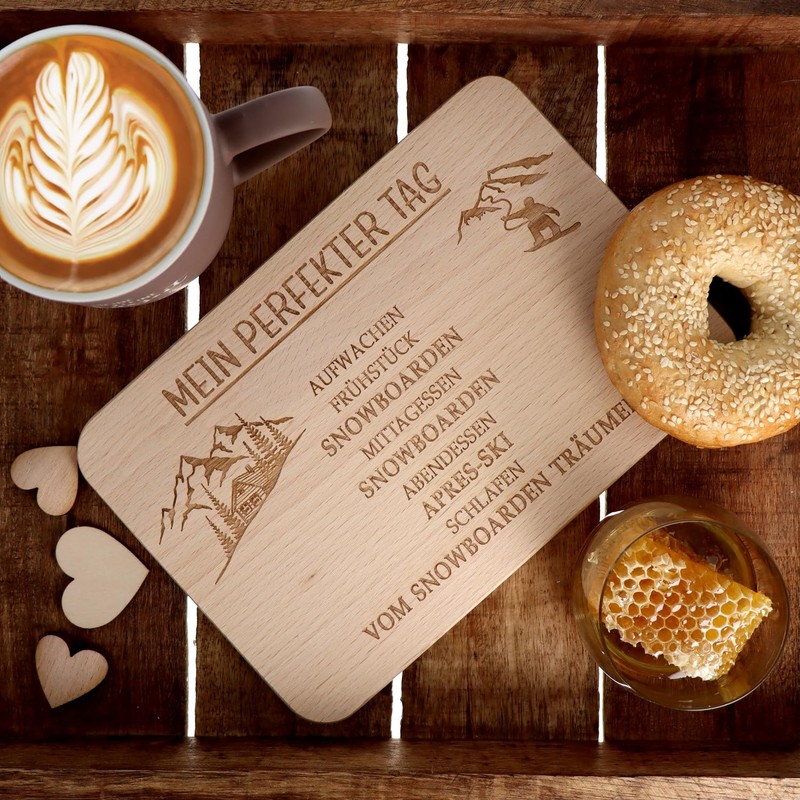 Spruchreif Breakfast Board Snowboard with Engraving Gifts for Snowboarders Gift