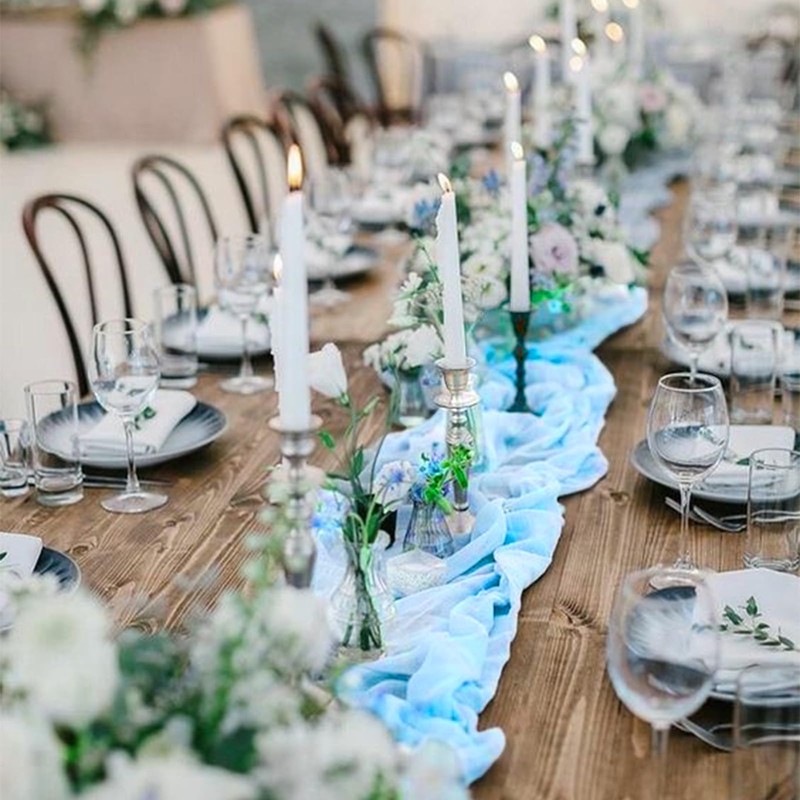 16 Pack Light Blue Cheesecloth Table Runner 17 x 108