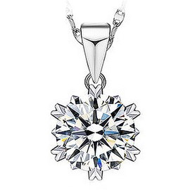 Cate & Chloe Maggie Pure Flower Pendant Necklace, Women's 18k White Gold Plated Necklace with a Large Sparkling Solitaire Round Cut Crystal, Silver Pendant Necklace for Women