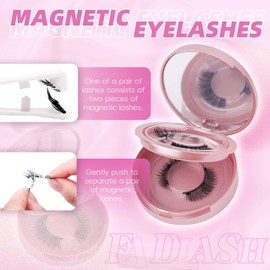 FADLASH Magnetic Eyelashes with Applicator Reusable Magnetic Lashes Natural Look 2 Pairs with Clamp No Glue Needed False Eyelashes Kit Easy to Wear (604+079)