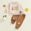 DSOKUHIB Thanksgiving Baby Boy Outfits Toddler Turkey Letters Long Sleeve