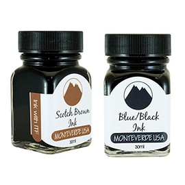Monteverde 60ml Core Fountain Pen Ink Bottle (30ml Scotch Brown Ink Bottle G309SB, 30ml Blue/Black Ink Bottle G309BB)