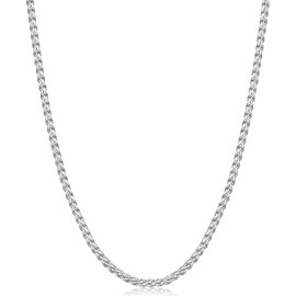 Fiusem Silver Tone Wheat Chains for Men and Women, 5mm Stainless Steel Necklace Chain, Mens Necklace 28 Inch