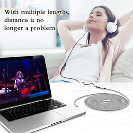 Hftywy Headphone Extension Cable 10 ft 3.5mm Male to Female Stereo Audio Extension Cable - Double Shielded Braided Long 1/8 TRS aux Cord Extender for Smartphones, Tablets, Media Players